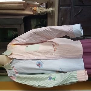 Teddy Fresh by Hila Klein Striped Embroidered Button Dress Shirt